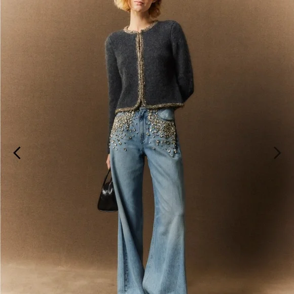 rag & bone Light Blue Embellished Flare Jeans - Picture 8 of 11